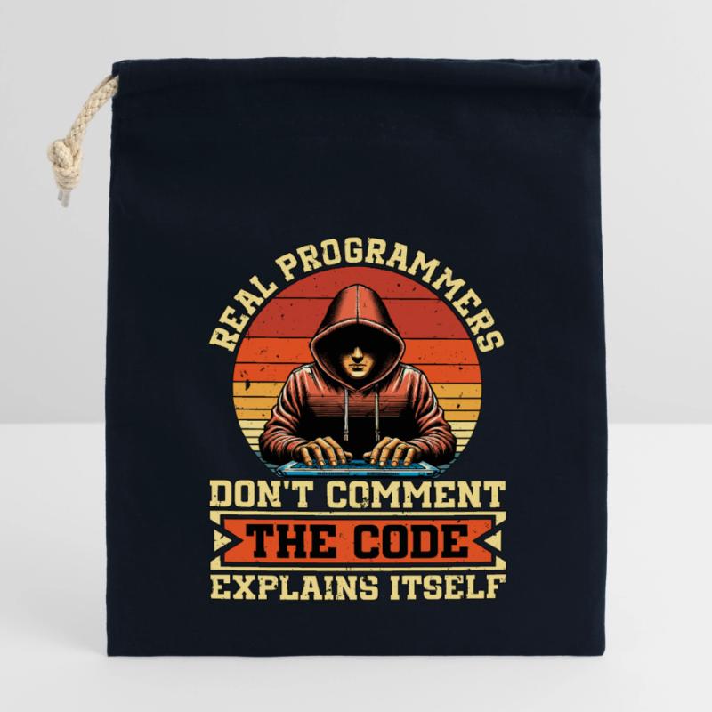 Codeur Les vrais programmeurs ne commentent pas le développeur Web Sac cadeau en coton avec cordon (14 x 20 cm)