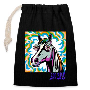 Techno Rave avec Cheval 200 BPM - Sac cadeau en coton avec cordon (14 x 20 cm) - noir - Devant
