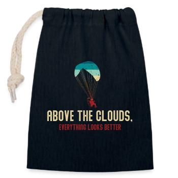 Au-dessus des nuages Passionné de paramoteur - Sac cadeau en coton avec cordon (14 x 20 cm) - bleu marine - Devant