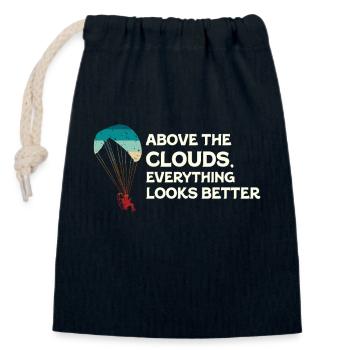 Au-dessus des nuages Passionné de paramoteur - Sac cadeau en coton avec cordon (14 x 20 cm) - bleu marine - Devant