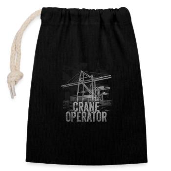 Fierté de l’opérateur de grue drapeau américain - Sac cadeau en coton avec cordon (14 x 20 cm) - noir - Devant