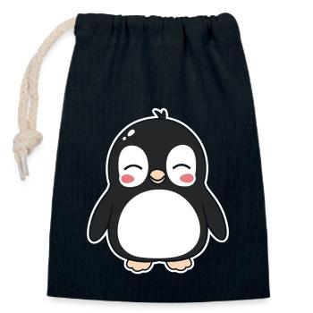 Pinguin - Verschließbarer Geschenkbeutel aus Baumwolle (14x20cm) - Navy - Vorne