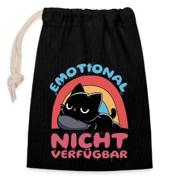 Emotional nicht verfügbar – schwarze Katze - Verschließbarer Geschenkbeutel aus Baumwolle (14x20cm) - Schwarz - Vorne