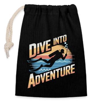 Dive into adventure - Closable cotton gift bag (14x20cm) - black - Front