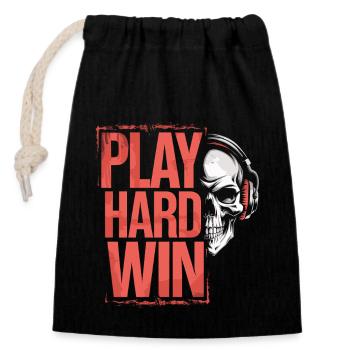 Style gamer avec crâne - Sac cadeau en coton avec cordon (14 x 20 cm) - noir - Devant