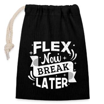 Powerlifting Bodybuilder Flex Now Break Later Gym - Sac cadeau en coton avec cordon (14 x 20 cm) - noir - Devant