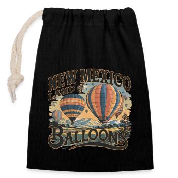 New Mexico Land Of Balloons Heißluftballon - Verschließbarer Geschenkbeutel aus Baumwolle (14x20cm) - Schwarz - Vorne
