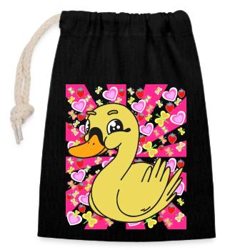 Canards Enfants Enfant Bébé Rétro - Sac cadeau en coton avec cordon (14 x 20 cm) - noir - Devant