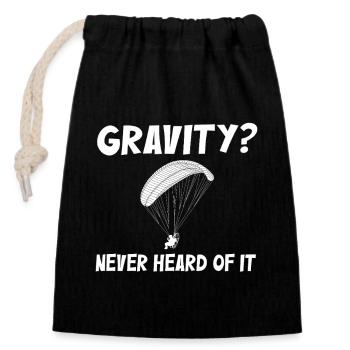 Hilarious Paramotor Gravity Meme - Closable cotton gift bag (14x20cm) - black - Front
