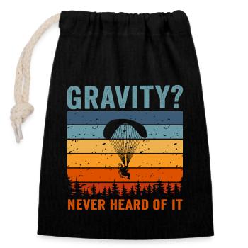 Hilarious Paramotor Gravity Meme - Closable cotton gift bag (14x20cm) - black - Front
