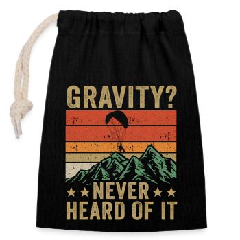 Hilarious Paramotor Gravity Meme - Closable cotton gift bag (14x20cm) - black - Front