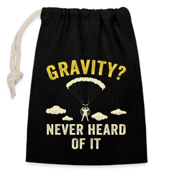 Hilarious Paramotor Gravity Meme - Closable cotton gift bag (14x20cm) - black - Front