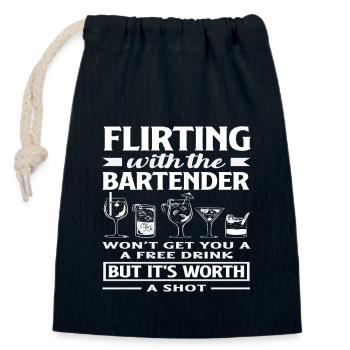 Flirten Mit Dem Barkeeper Lohnt Sich - Verschließbarer Geschenkbeutel aus Baumwolle (14x20cm) - Navy - Vorne