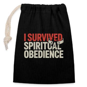 Former religious community survivors - Closable cotton gift bag (14x20cm) - black - Front