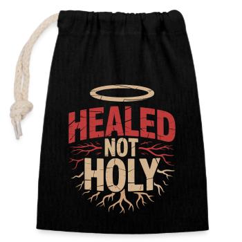 Former religious community survivors - Closable cotton gift bag (14x20cm) - black - Front