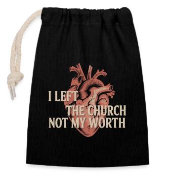 Former religious community survivors - Closable cotton gift bag (14x20cm) - black - Front
