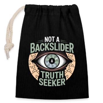 Former religious community survivors - Closable cotton gift bag (14x20cm) - black - Front