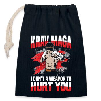 Krav Maga Fighter Statement I Don't A Weapon To - Closable cotton gift bag (14x20cm) - navy - Front