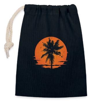 Distressed Sunset Palm Silhouette - Closable cotton gift bag (14x20cm) - navy - Front