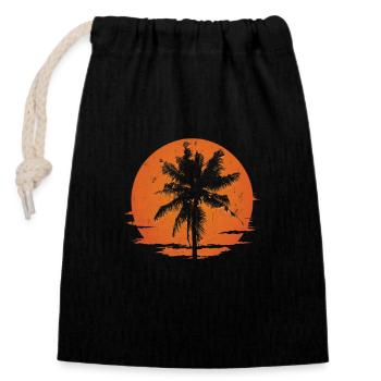 Distressed Sunset Palm Silhouette - Closable cotton gift bag (14x20cm) - black - Front