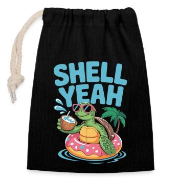 L’été en style – Turtle Time - Sac cadeau en coton avec cordon (14 x 20 cm) - noir - Devant