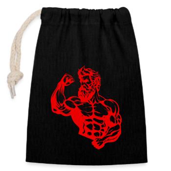 Statue antique du combattant grec - Sac cadeau en coton avec cordon (14 x 20 cm) - noir - Devant