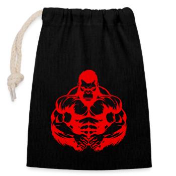 Gymnase Gorilla Muscles Beast - Sac cadeau en coton avec cordon (14 x 20 cm) - noir - Devant