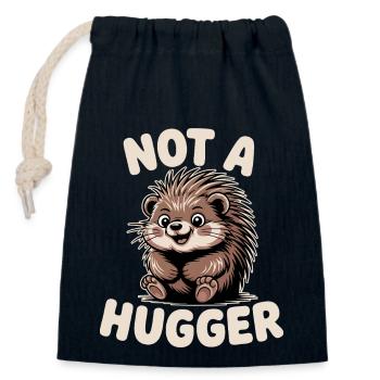 Pas un câlin Porc-épic Drôle Timide Introverti Animal - Sac cadeau en coton avec cordon (14 x 20 cm) - bleu marine - Devant