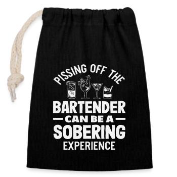 Barkeeper Erfahrung Kann Ernüchternd Sein - Verschließbarer Geschenkbeutel aus Baumwolle (14x20cm) - Schwarz - Vorne