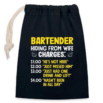Le barman se cache de la femme - Sac cadeau en coton avec cordon (14 x 20 cm) - bleu marine - Devant