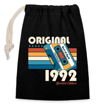 33ème anniversaire Cadeau Homme Cassette Avril 1992 - Sac cadeau en coton avec cordon (14 x 20 cm) - noir - Devant
