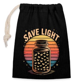 Save Light – Retro Glühwürmchen - Verschließbarer Geschenkbeutel aus Baumwolle (14x20cm) - Schwarz - Vorne