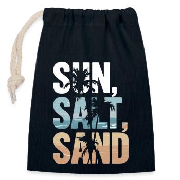 Sun, salt, sand – beach time! - Closable cotton gift bag (14x20cm) - navy - Front