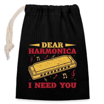 Funny Harmonica Player I Need You Harmonica - Verschließbarer Geschenkbeutel aus Baumwolle (14x20cm) - Schwarz - Vorne
