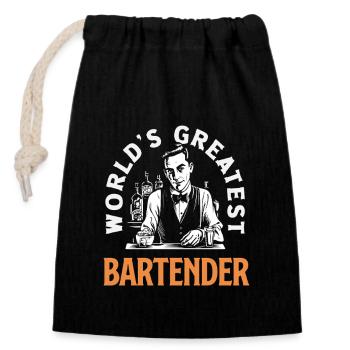 Weltbester Barkeeper Kunstwerk - Verschließbarer Geschenkbeutel aus Baumwolle (14x20cm) - Schwarz - Vorne