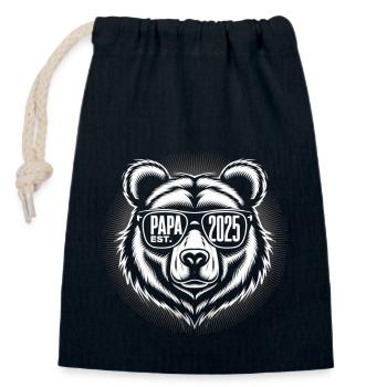 New Dad 2025 - Closable cotton gift bag (14x20cm) - navy - Front