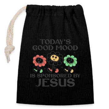 Today's Good Mood Is Sponsored By Jesus: - Verschließbarer Geschenkbeutel aus Baumwolle (14x20cm) - Schwarz - Vorne