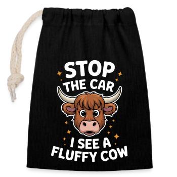 Highland Cow Highland Ecossais Highland Cattle Gift - Sac cadeau en coton avec cordon (14 x 20 cm) - noir - Devant