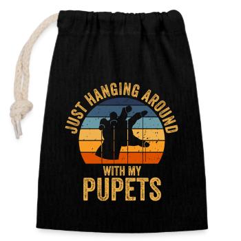 Puppetry Puppeteer Puppet Puppets - Closable cotton gift bag (14x20cm) - black - Front