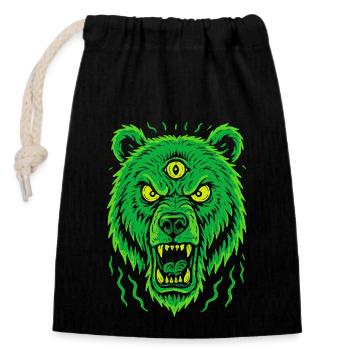 Ours sauvage avec troisième œil style néon - Sac cadeau en coton avec cordon (14 x 20 cm) - noir - Devant