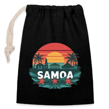 Discover the beauty of Samoa in the tropical - Closable cotton gift bag (14x20cm) - black - Front