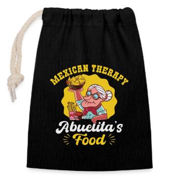 Thérapie mexicaine : La nourriture d’Abuelita - Sac cadeau en coton avec cordon (14 x 20 cm) - noir - Devant