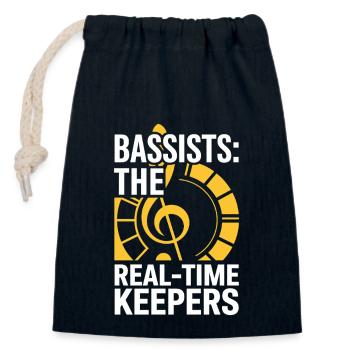Bass, Guitarist, Musician, Gear, Funk, Rock, Jazz - Closable cotton gift bag (14x20cm) - navy - Front