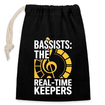 Bass Gitarrist Musiker Gear Funk Rock Jazz - Verschließbarer Geschenkbeutel aus Baumwolle (14x20cm) - Schwarz - Vorne