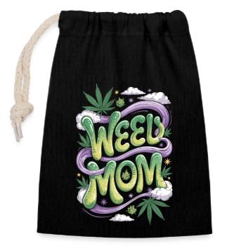 Weed Mom Power - Closable cotton gift bag (14x20cm) - black - Front