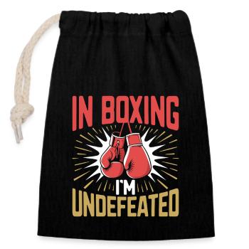 En boxe, je suis un boxeur invaincu, un sportif, un athlète de gymnastique - Sac cadeau en coton avec cordon (14 x 20 cm) - noir - Devant