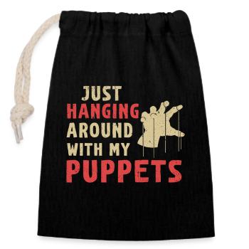 Puppetry Puppeteer Puppet Puppets - Closable cotton gift bag (14x20cm) - black - Front