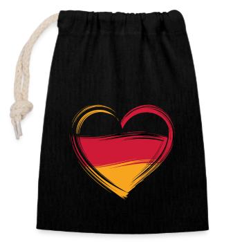 Coeur aux couleurs de l’Allemagne – Symbole patriotique - Sac cadeau en coton avec cordon (14 x 20 cm) - noir - Devant