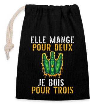Futur papa humour bière - Sac cadeau en coton avec cordon (14 x 20 cm) - noir - Devant