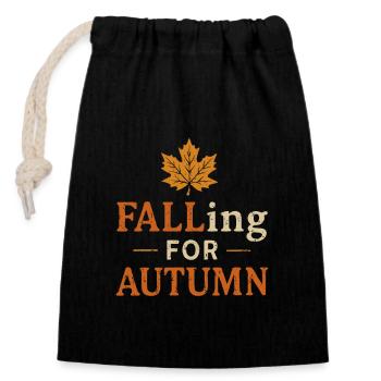 In love with autumn - Closable cotton gift bag (14x20cm) - black - Front